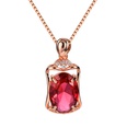 Korean 18K Gold Rose Gold Square Ruby Pendant Micro Diamond Red Necklace Pendantpicture16